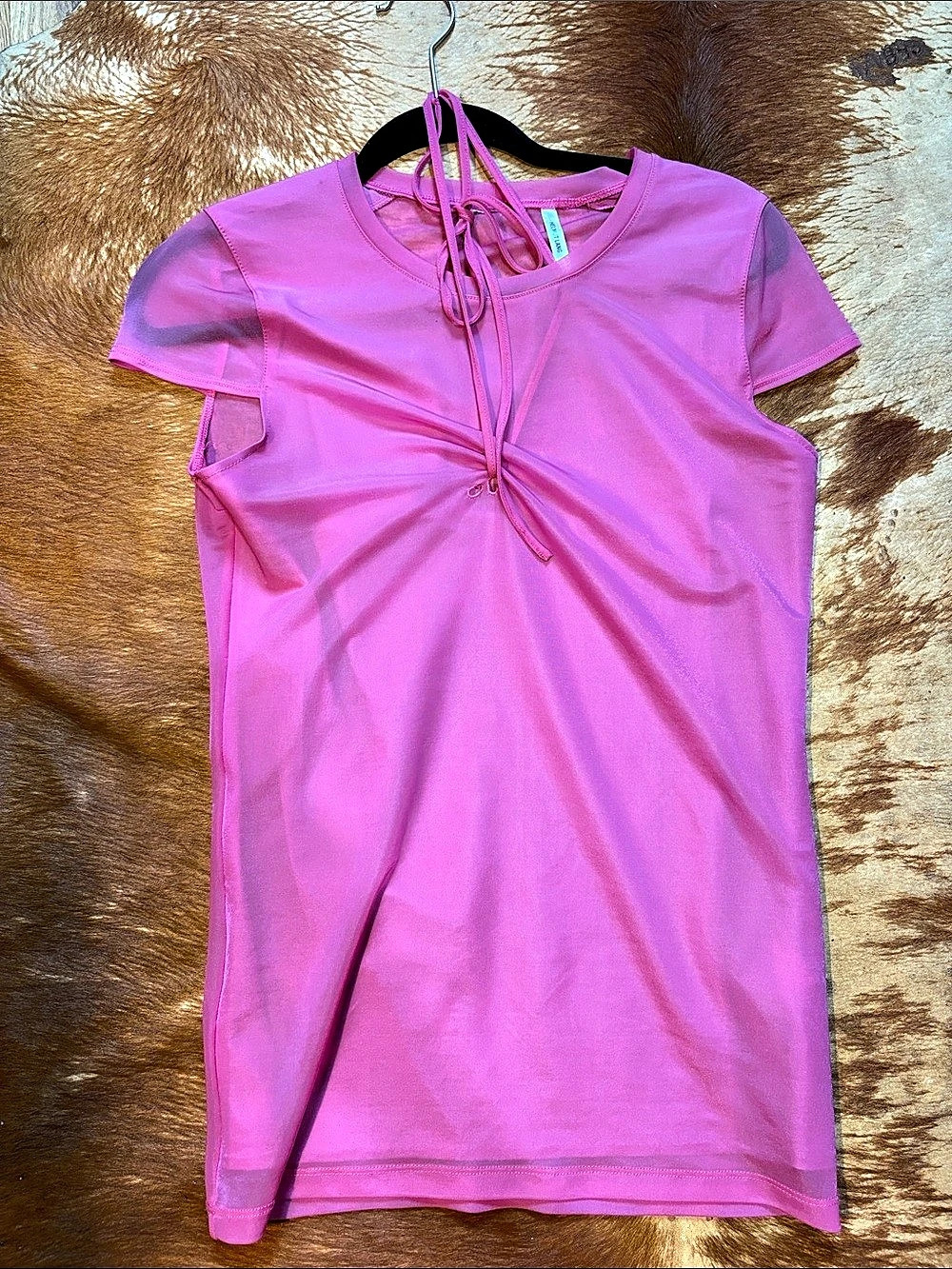 Helmut Lang Pink mesh Short Sleeve Tee Size Small Like New